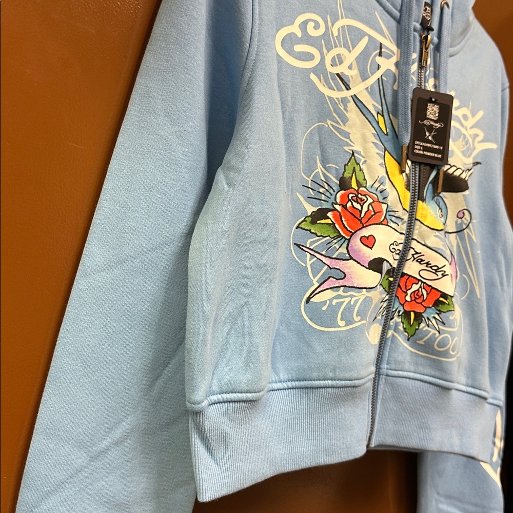 Ed Hardy Baby Blue Bird Zip Up Hoodie - Picture 4 of 7